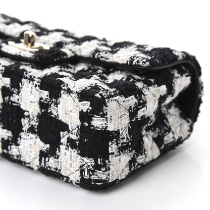 Chanel Tweed Quilted Mini Rectangular Flap Black Ecru White 7 of 10