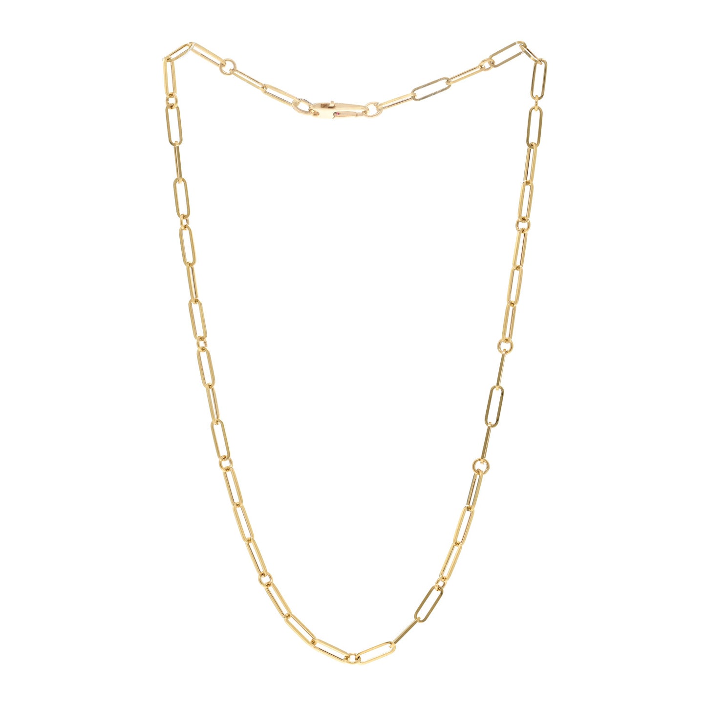 18K Yellow Gold Paper Clip Link Necklace
