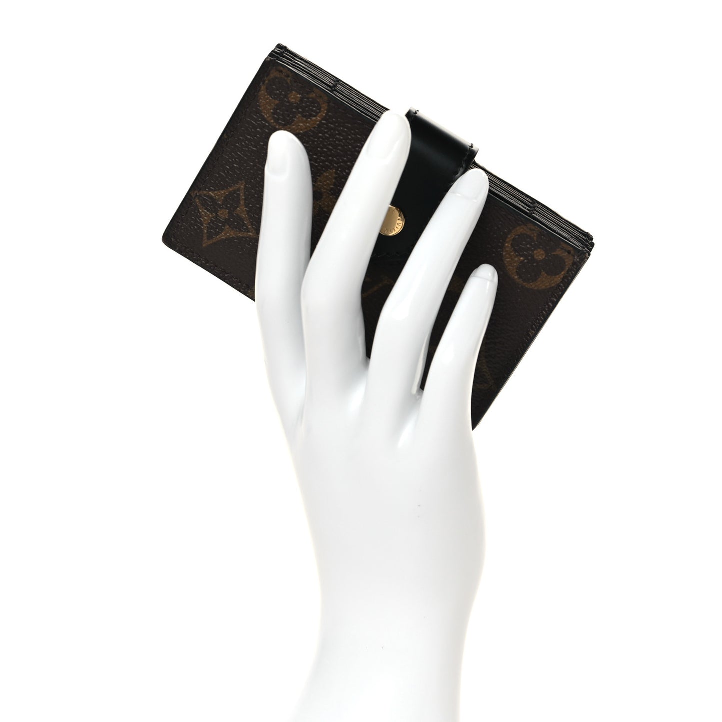 Monogram Gusset Card Holder Black