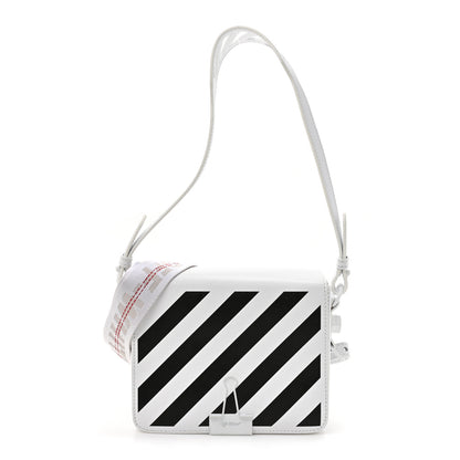 Off-White Saffiano Striped Mini Diag Binder Clip Bag White Black 1 of 11