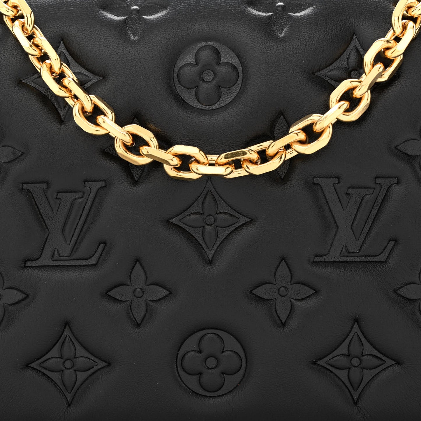 Lambskin Embossed Monogram Pochette Coussin Black