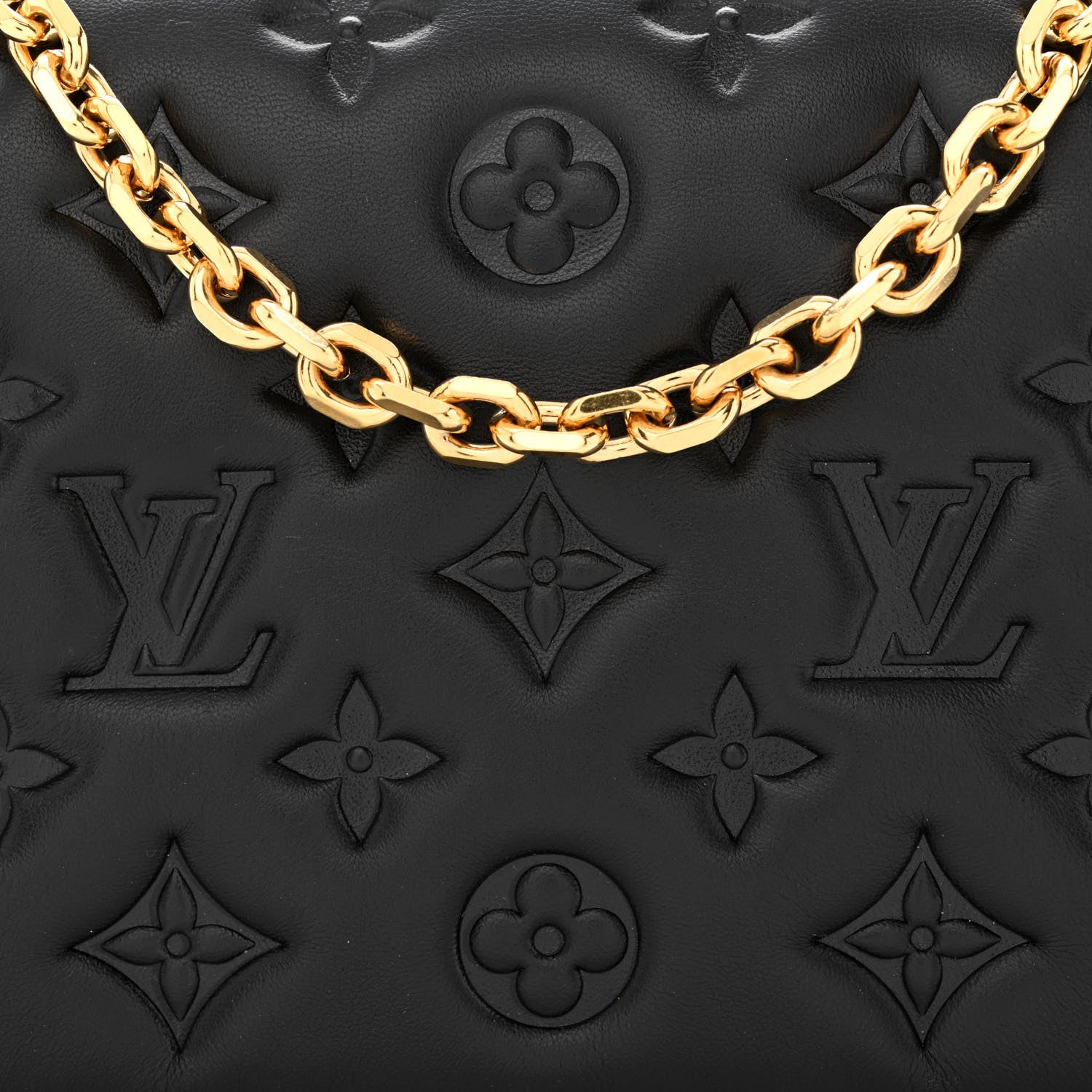 Louis Vuitton Lambskin Embossed Monogram Pochette Coussin Black 8 of 10