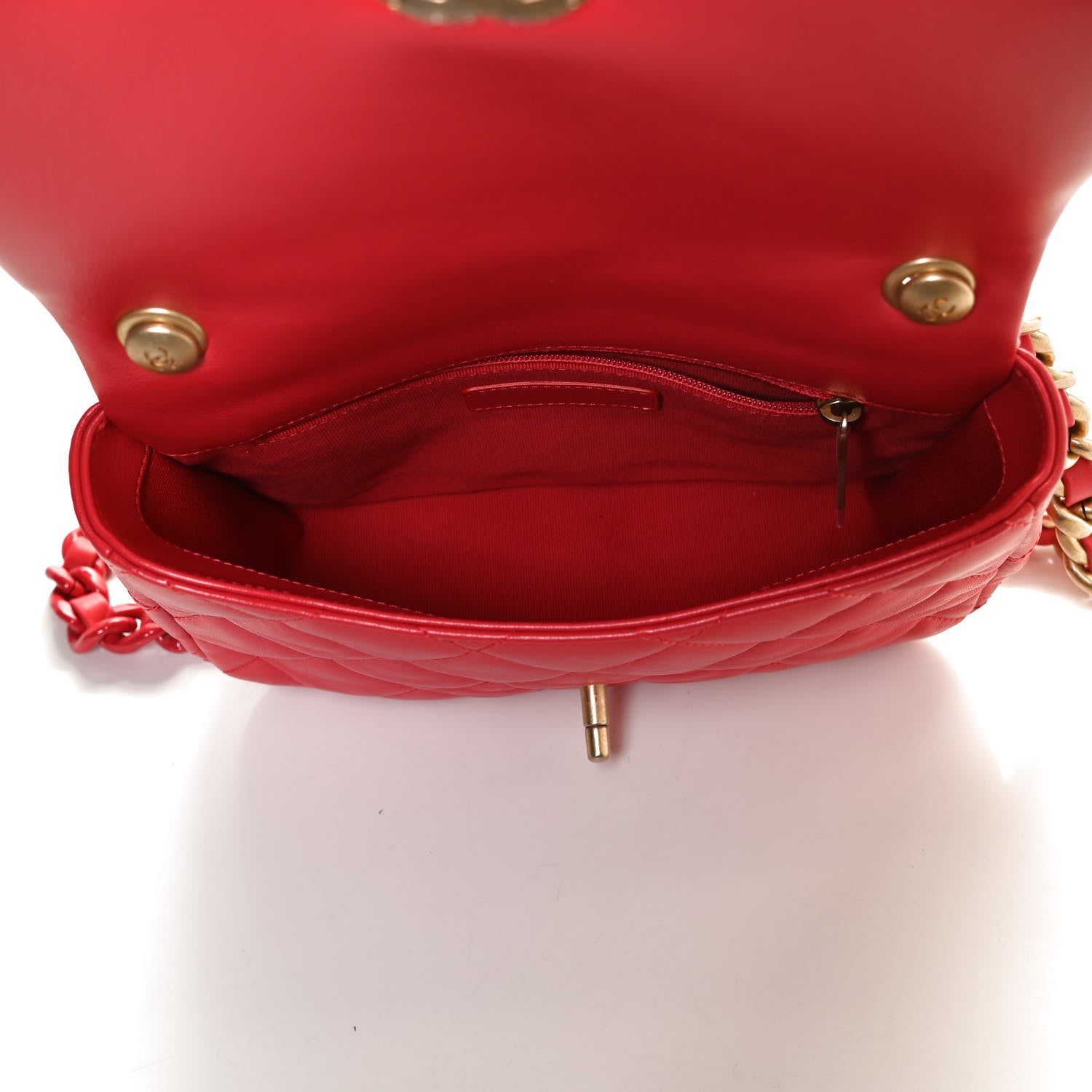 Chanel Lambskin Quilted Small Lacquered Chain Flap Red 4 of 9