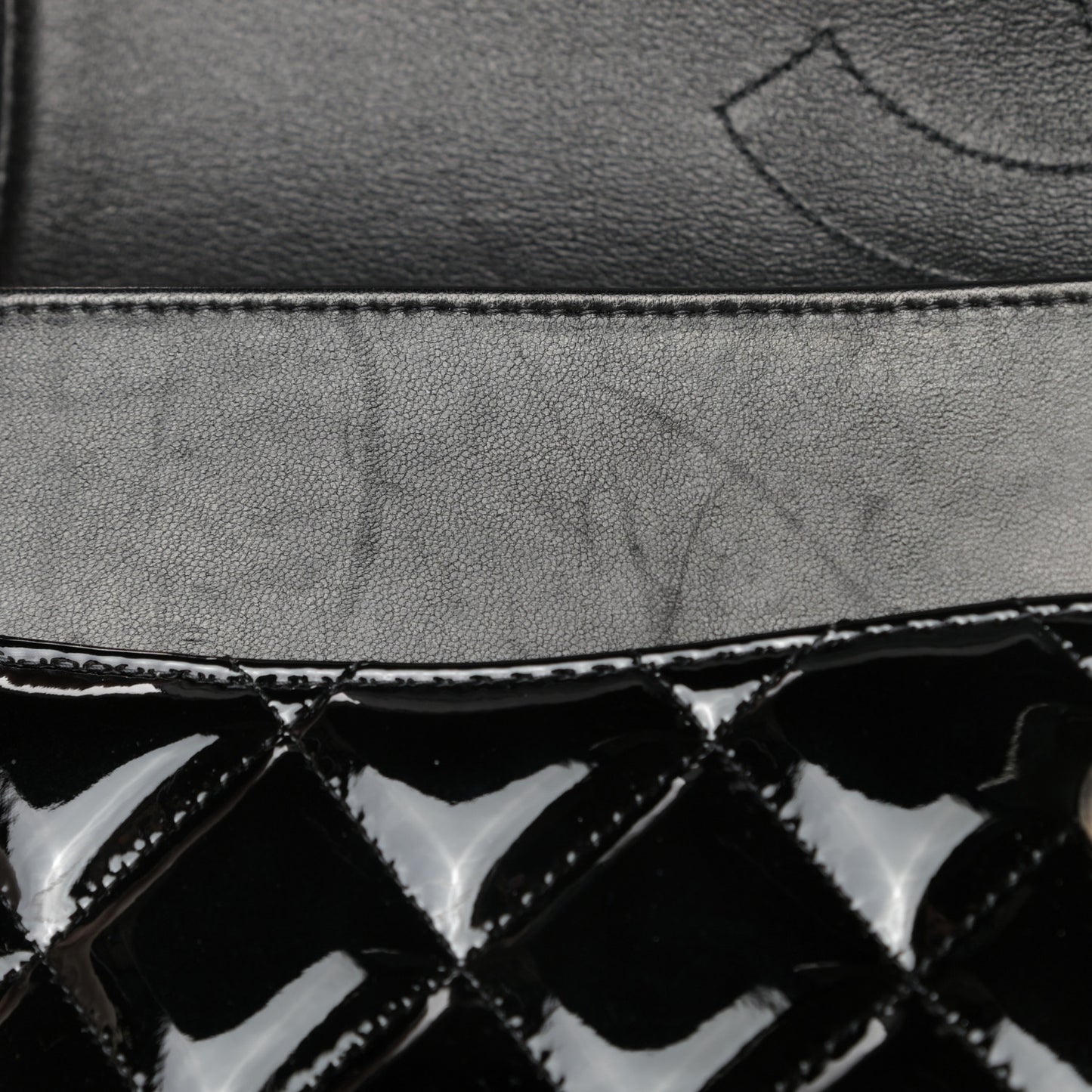 Patent Quilted Jumbo Double Flap Black
