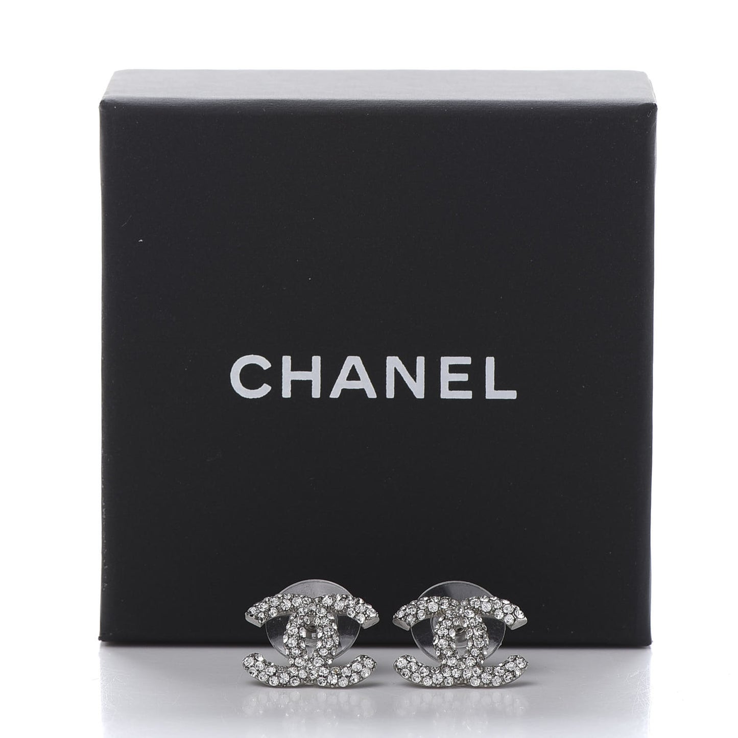Crystal Large CC Earrings Silver