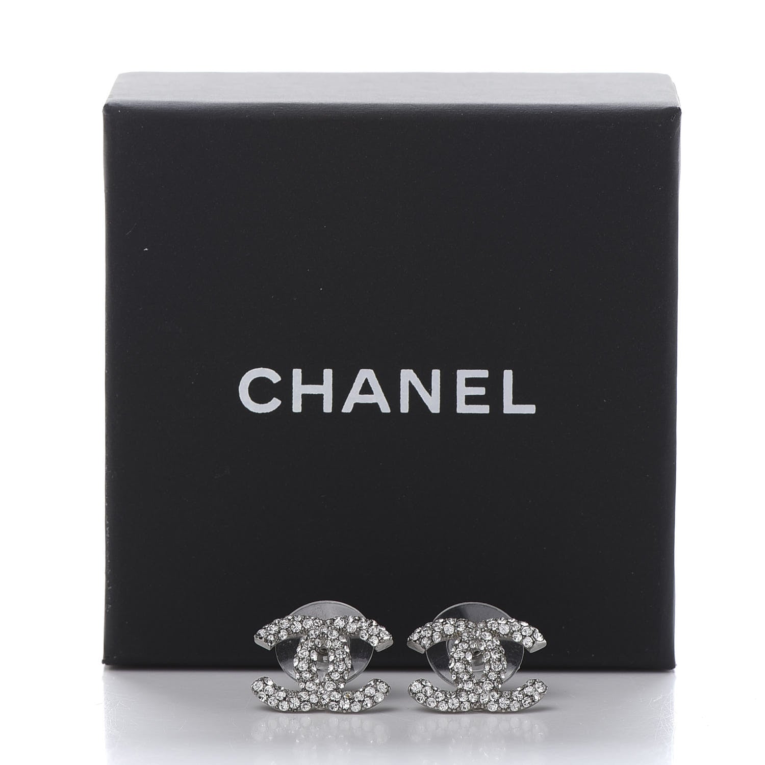 Chanel Crystal Large CC Earrings Silver 5 of 5