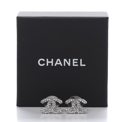 Chanel Crystal Large CC Earrings Silver 5 of 5