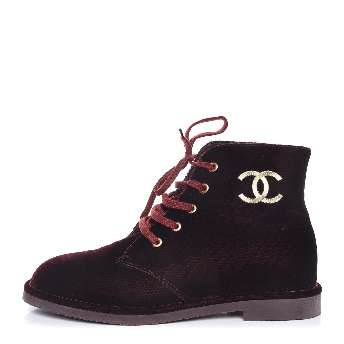 Velvet CC Lace Up Boots 38.5 Burgundy