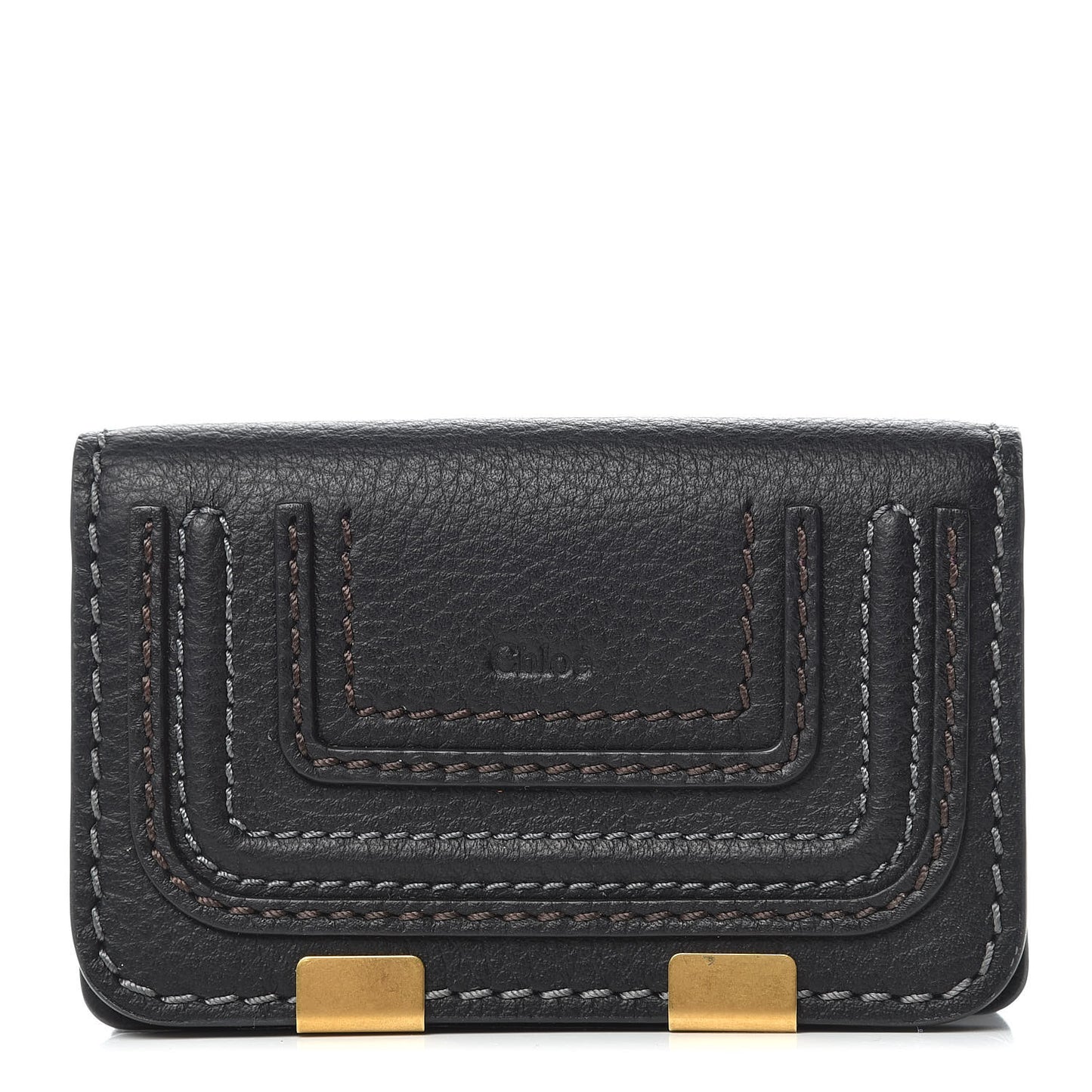Grained Calfskin Marcie Card Holder Black