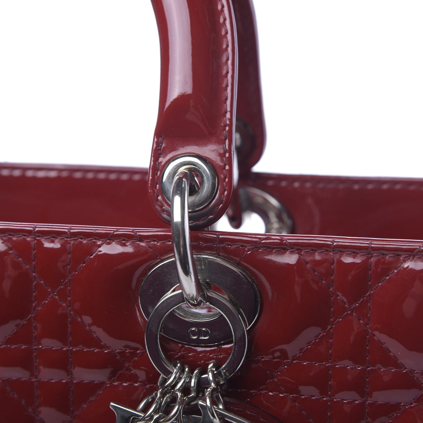 Patent Cannage Large Lady Dior Red