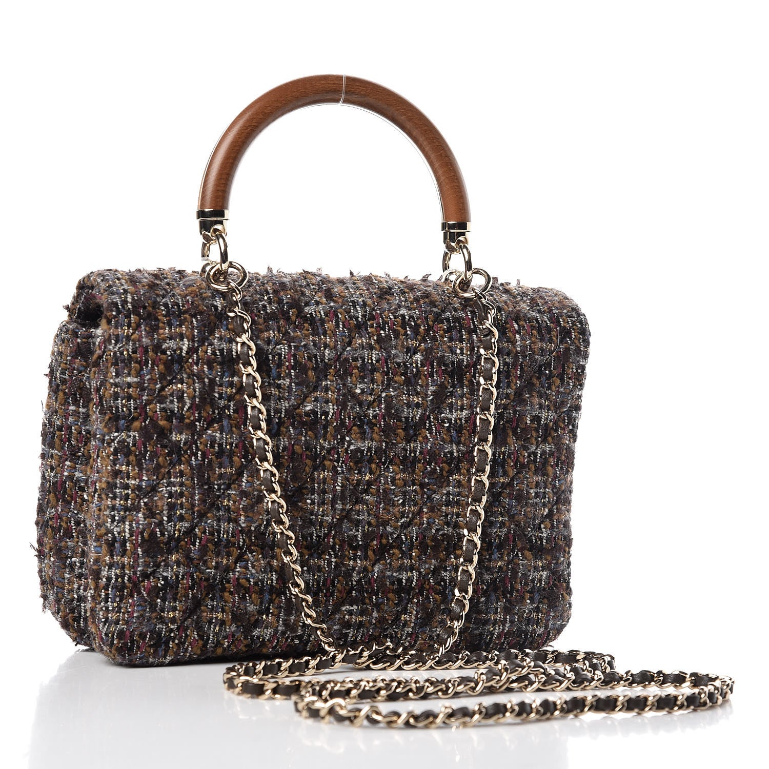 Chanel Tweed Wood Mini Coco Handle Flap Beige 4 of 14