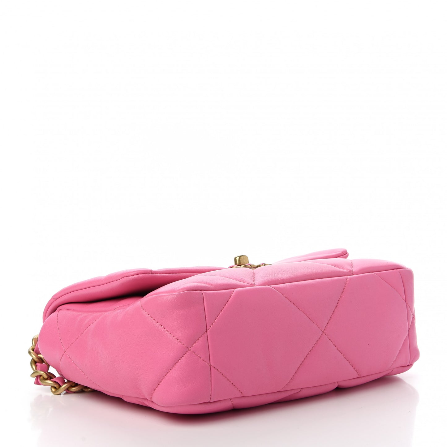Shiny Lambskin Quilted Medium Chanel 19 Flap Neon Pink