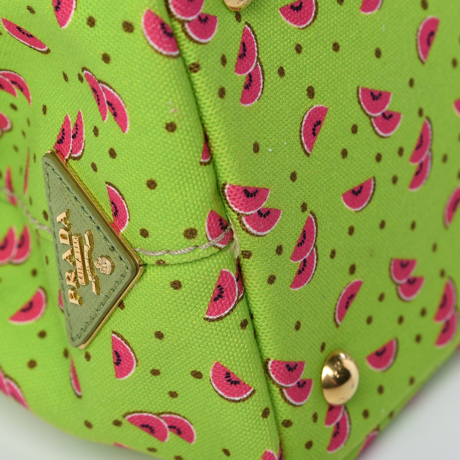 Prada Canapa Watermelon Print Small Logo Tote Erba 13 of 14