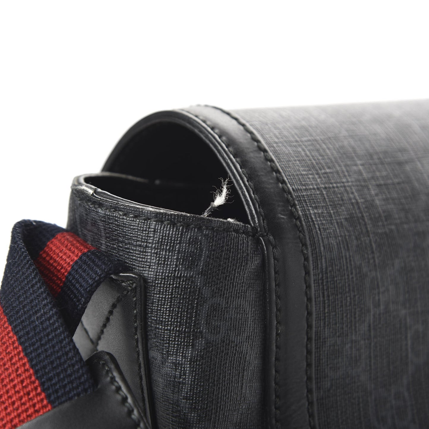GG Supreme Monogram Web Messenger Diaper Bag Black Grey