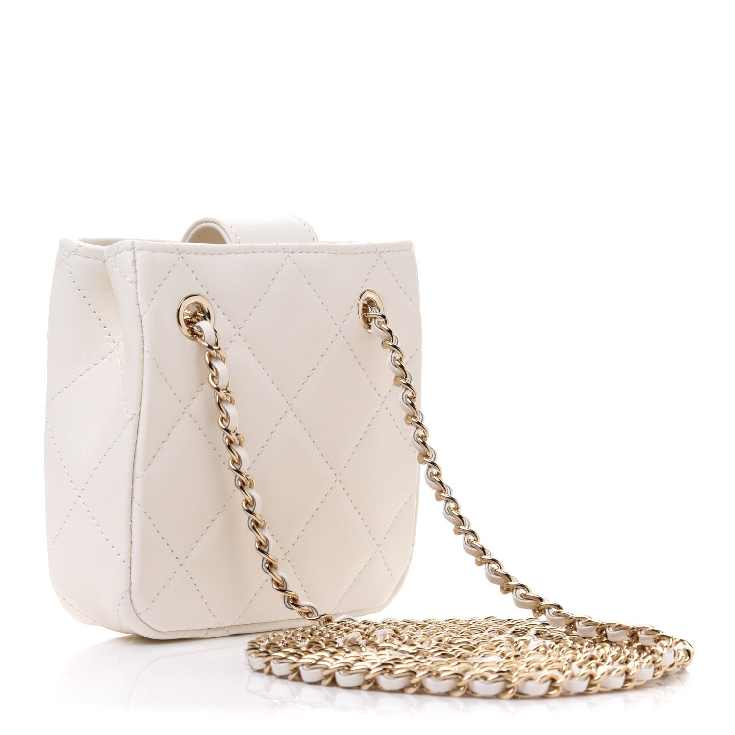 Chanel Lambskin Quilted Tiny Shopping Clutch With Chain White 3 of 11