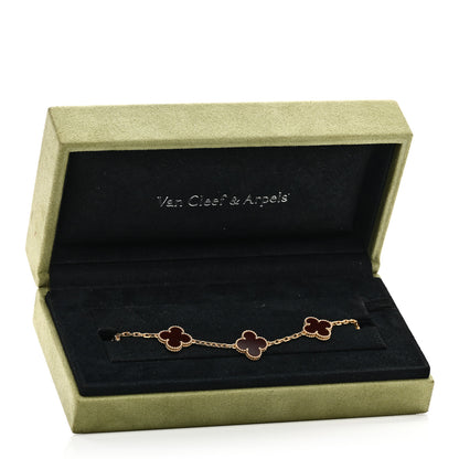 Van Cleef & Arpels 18K Yellow Gold Carnelian 5 Motifs Vintage Alhambra Bracelet 5 of 5