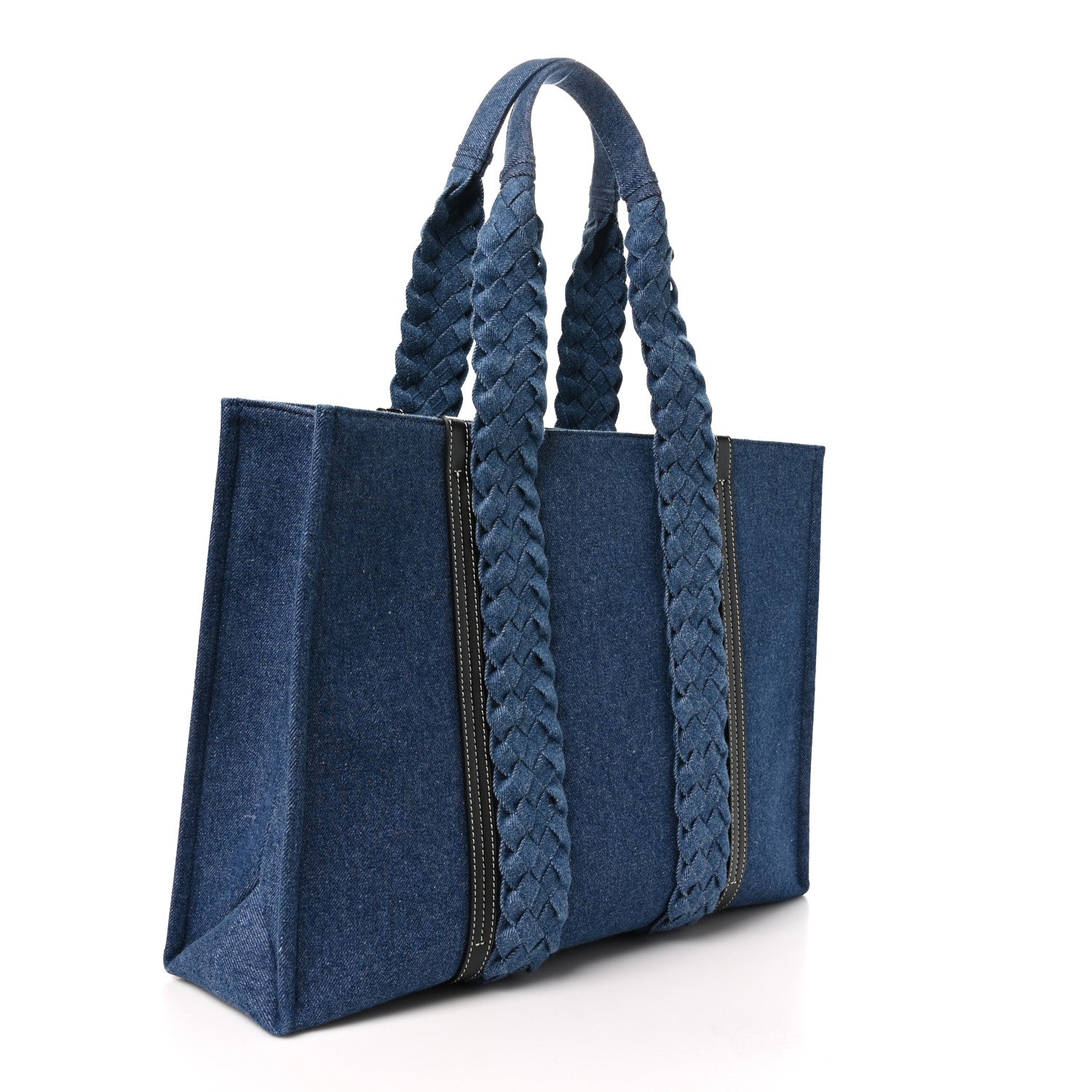 Chloe Denim Calfskin Large Braided Woody Ribbon Tote Blue 3 of 10