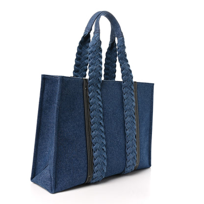 Chloe Denim Calfskin Large Braided Woody Ribbon Tote Blue 3 of 10