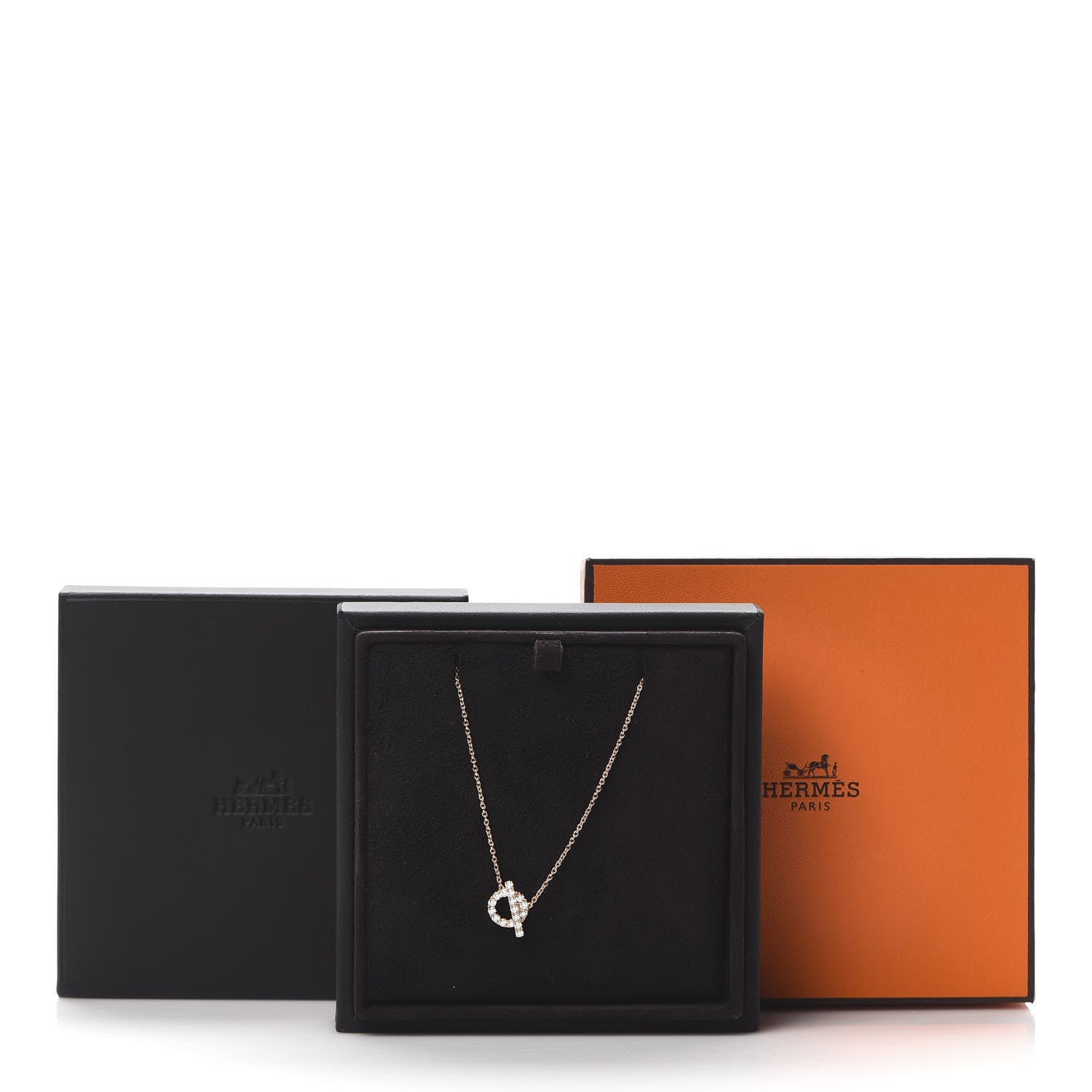 Hermes 18K Rose Gold Diamond Finesse Pendant Necklace 6 of 6