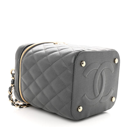 Chanel Caviar Quilted Small Top Handle Vanity Case With Chain Dark Grey 4 of 10