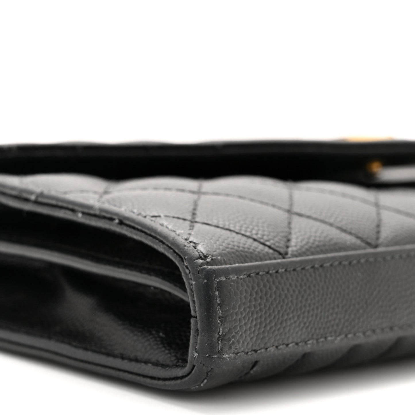 Grain De Poudre Mixed Matelasse Triquilt Monogram Chain Wallet Black