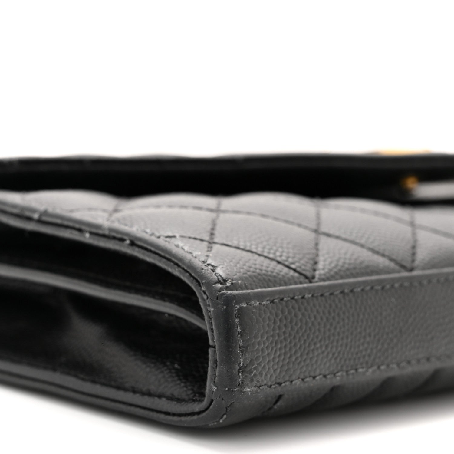 Saint Laurent Grain De Poudre Mixed Matelasse Triquilt Monogram Chain Wallet Black 8 of 10