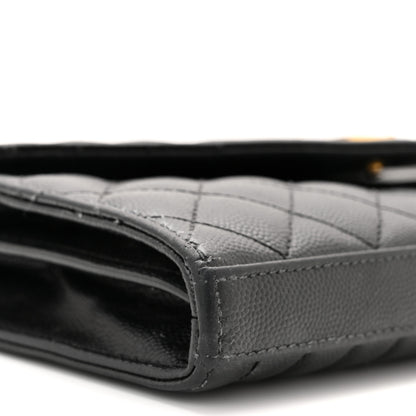Saint Laurent Grain De Poudre Mixed Matelasse Triquilt Monogram Chain Wallet Black 8 of 10