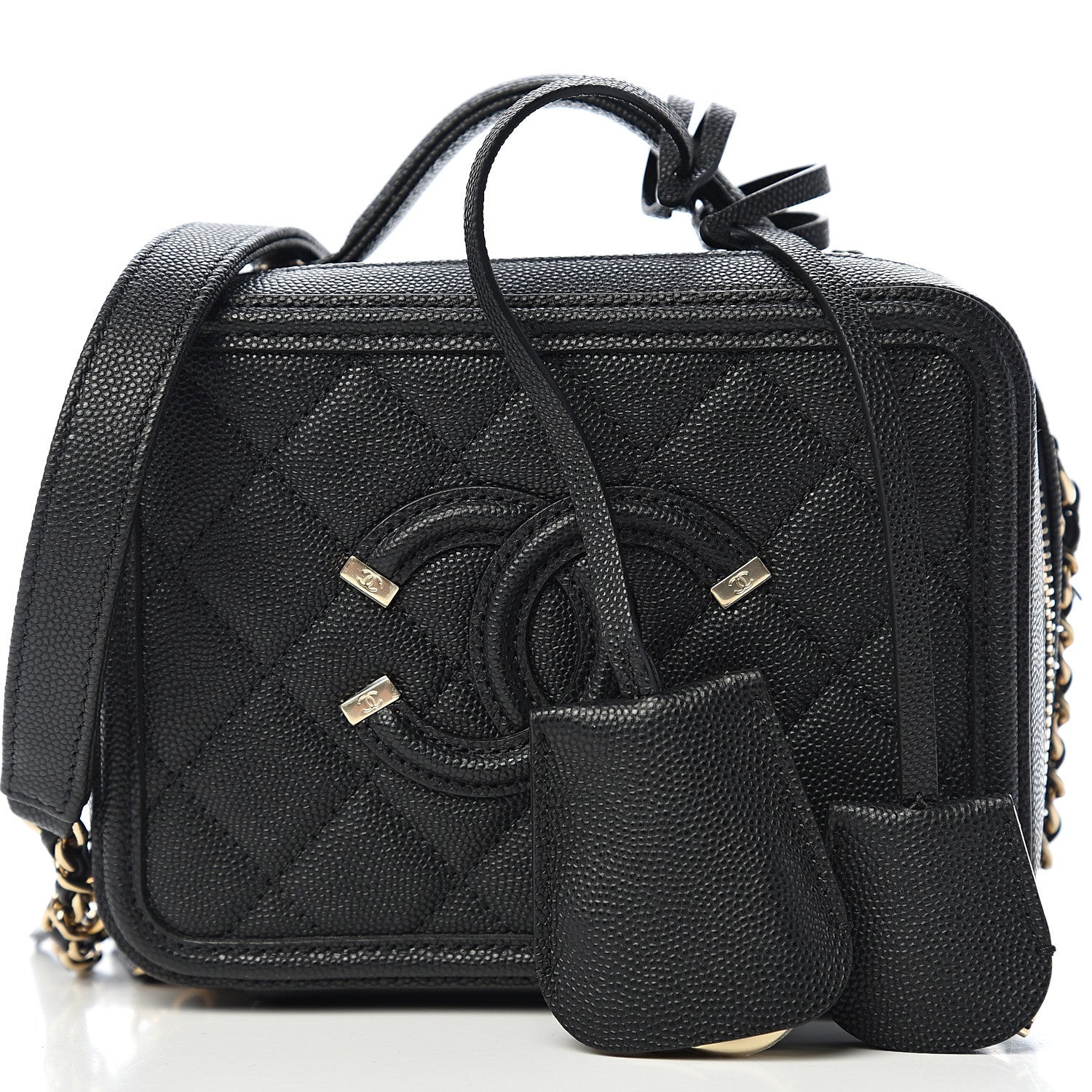 Chanel Caviar Quilted Small CC Filigree Vanity Case Black 9 of 9