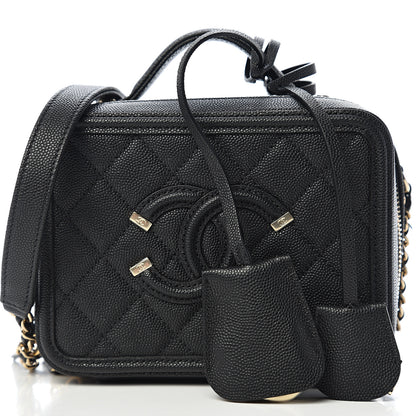 Chanel Caviar Quilted Small CC Filigree Vanity Case Black 9 of 9