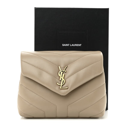 Saint Laurent Calfskin Y Quilted Monogram Toy Loulou Crossbody Bag Dark Beige 10 of 10