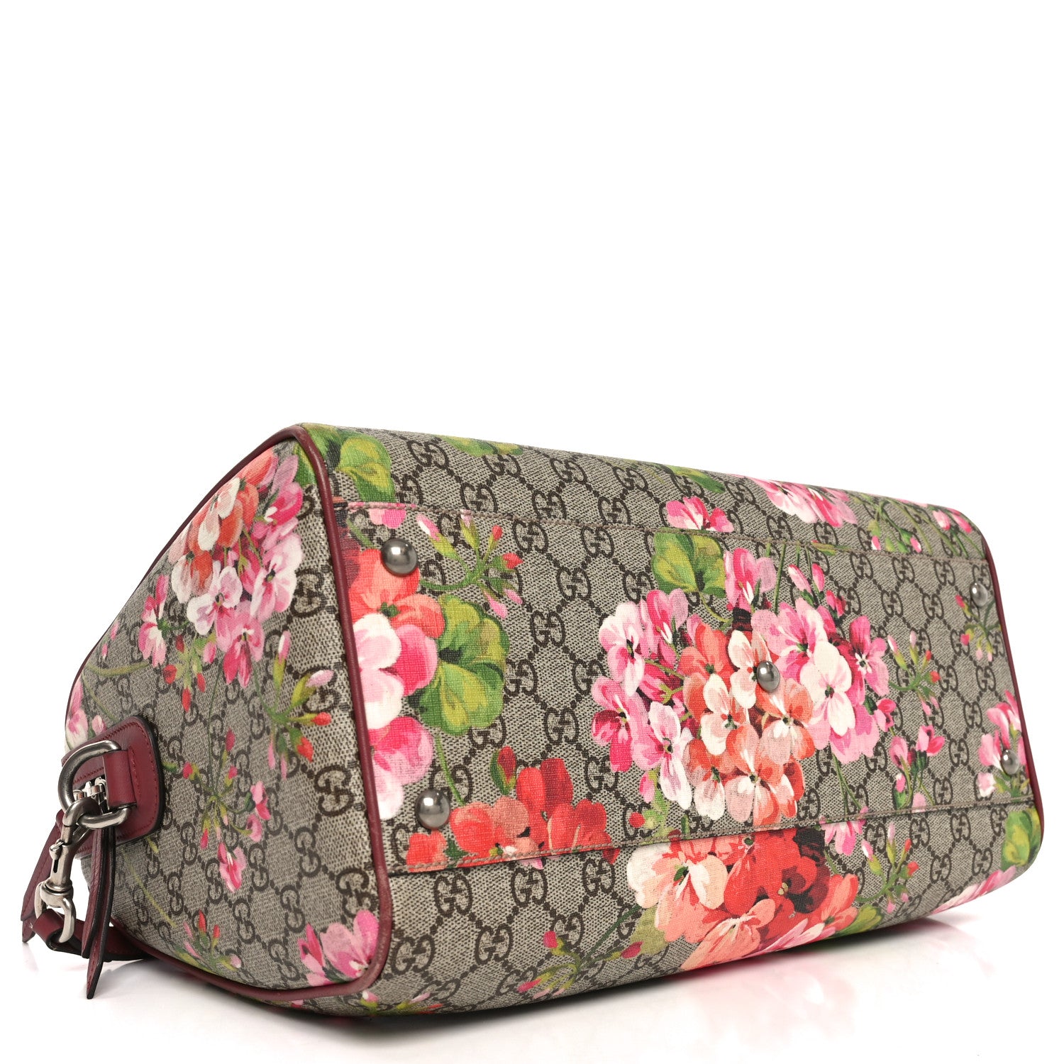 Gucci GG Supreme Monogram Blooms Medium Boston Beige Multicolor Dry Rose 4 of 11