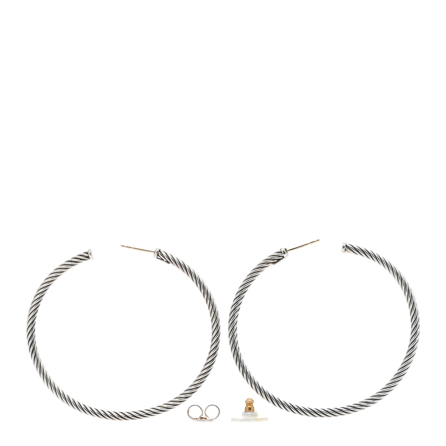 David Yurman Sterling Silver Large Cable Classics Hoop Earrings 3 of 4