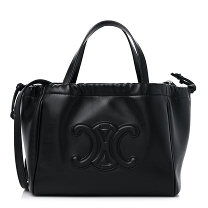 Celine Smooth Calfskin Cuir Small Triomphe Cabas Drawstring Black 1 of 8