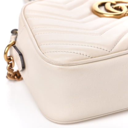 Gucci Calfskin Matelasse Small GG Marmont Chain Shoulder Bag White 10 of 14