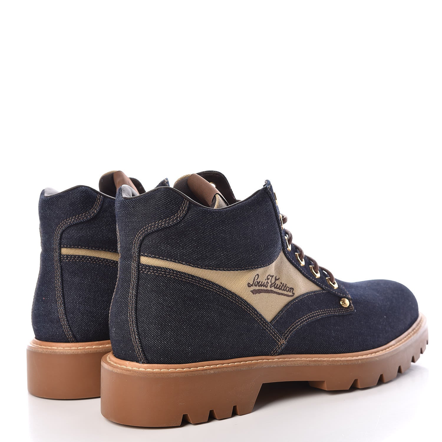 Louis Vuitton Denim Mens Oberkampf Ankle Boots 10 Marine 4 of 7