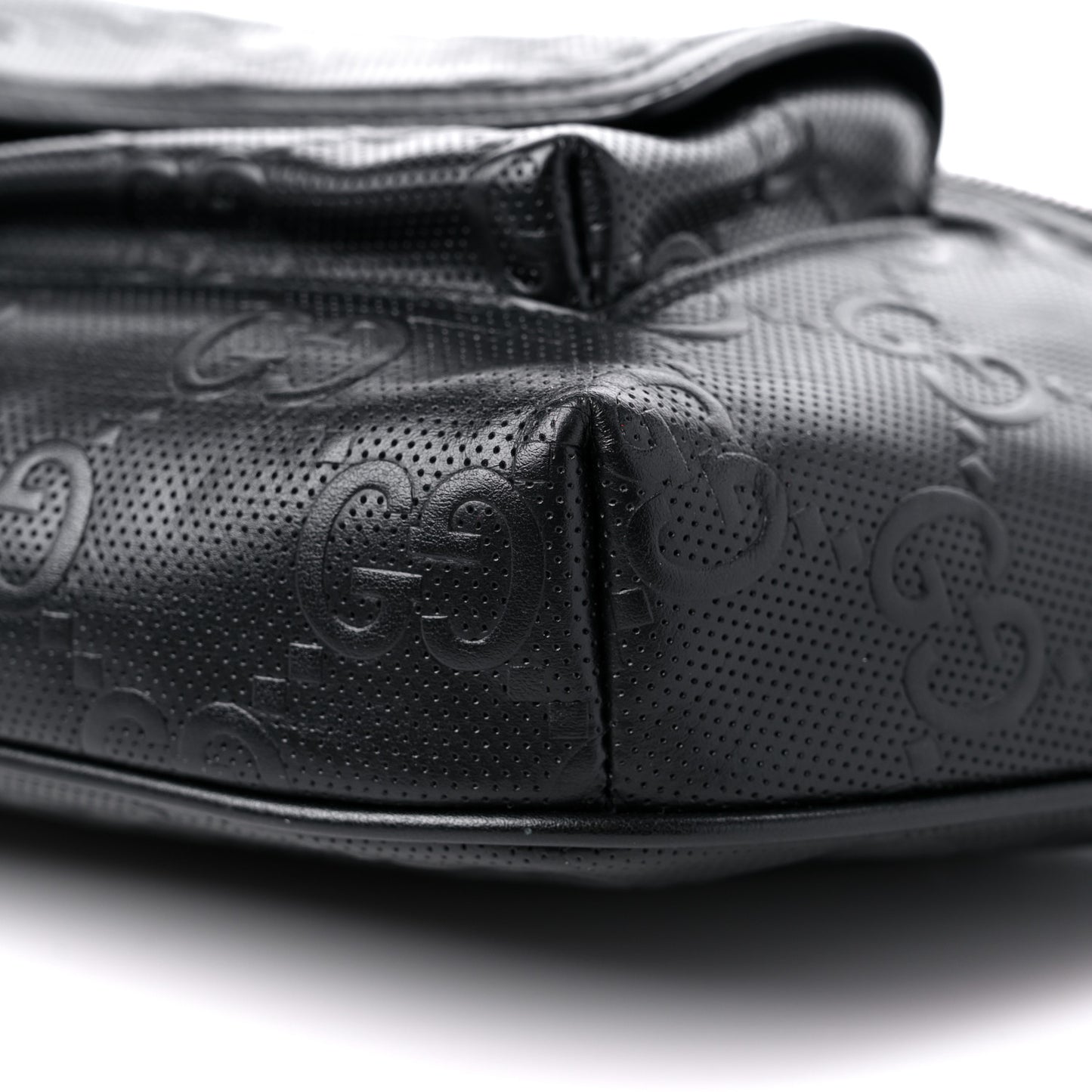 Calfskin GG Tennis Embossed Pocket Belt Bag Black