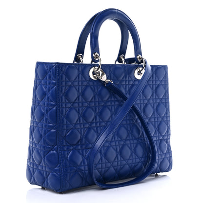 Christian Dior Lambskin Cannage Large Lady Dior Blue 2 of 15