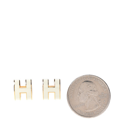 Hermes Gold Lacquered Pop H Earrings Ecru 2 of 6