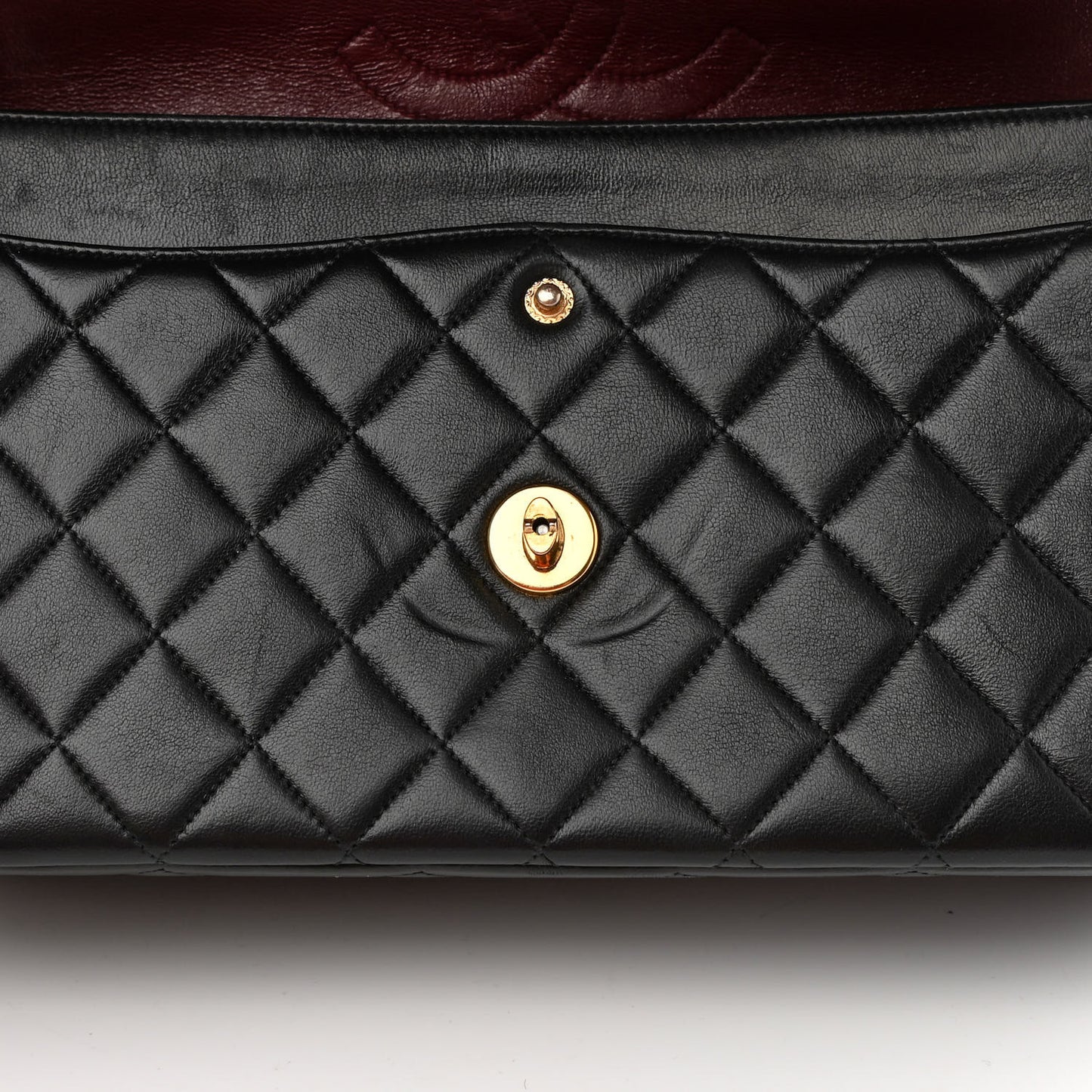 Lambskin Quilted Medium Double Flap Black