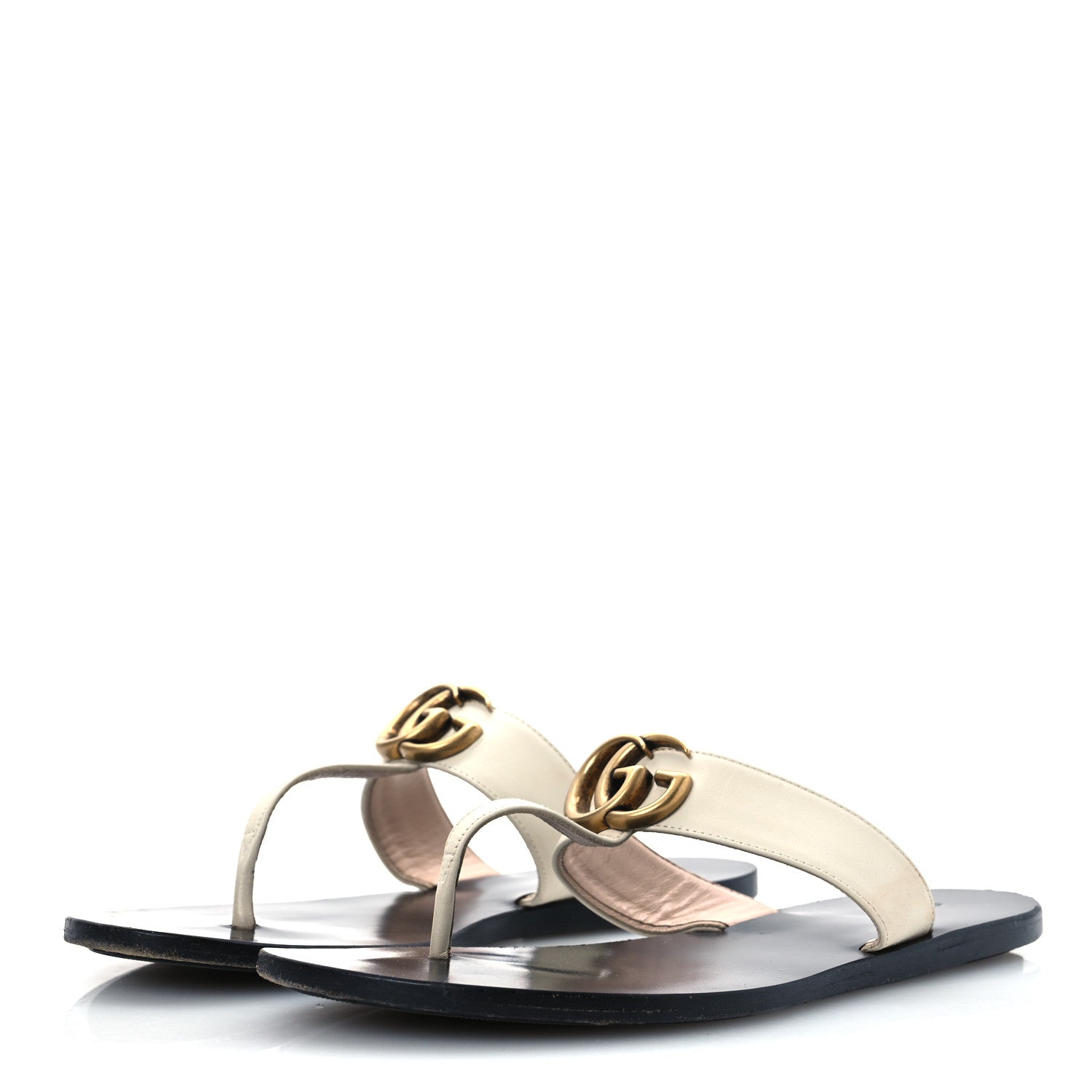Gucci Calfskin GG Marmont Thong Sandals 38 Mystic White 4 of 12