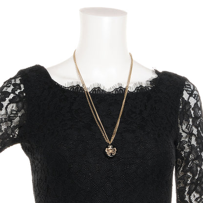 Chanel Crystal Resin Butterfly CC Pendant Necklace Black Gold 2 of 7