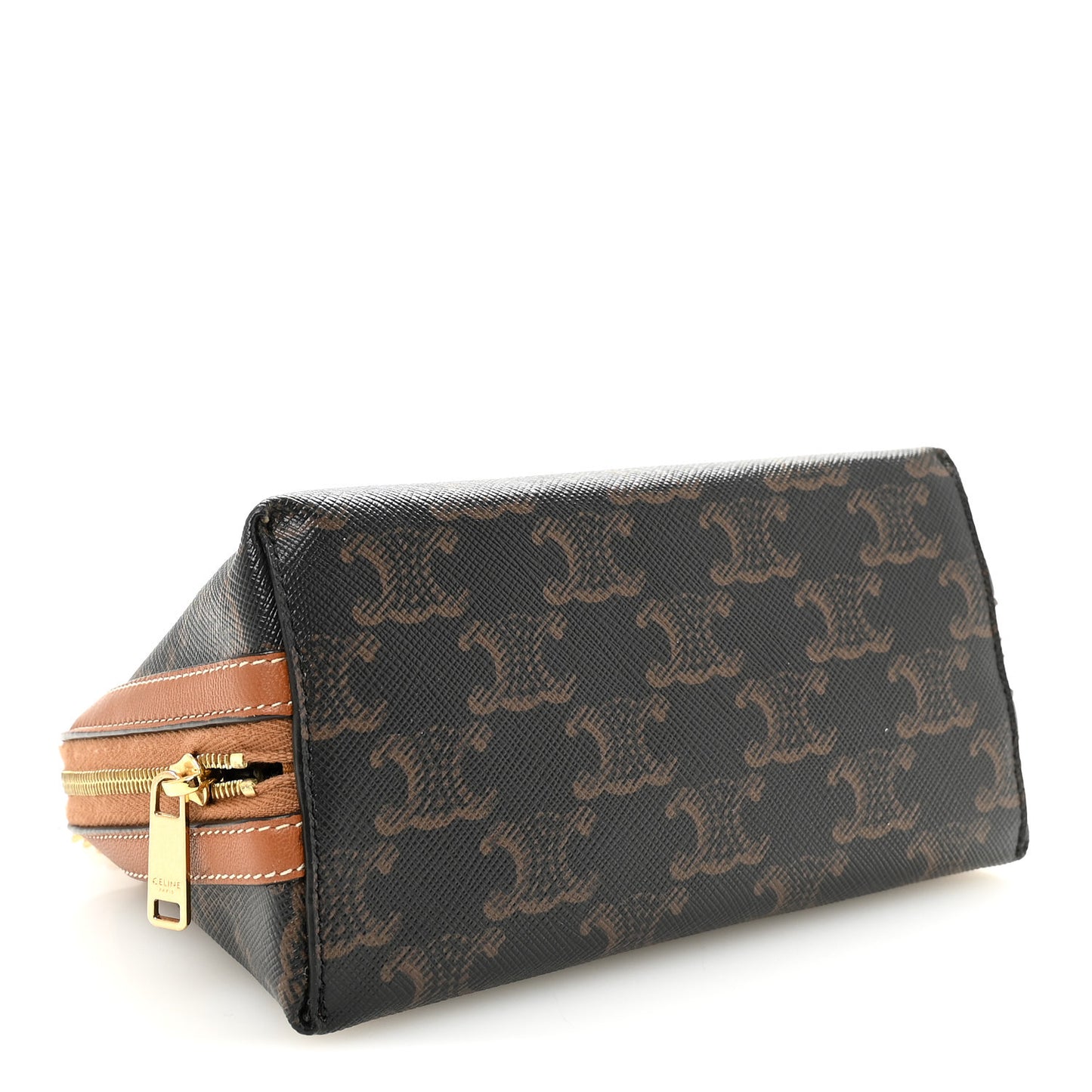 Triomphe Canvas Lambskin Clutch On Chain Tan