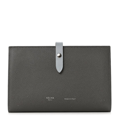 Celine Grained Calfskin Large Multifunction Strap Wallet Grey 1 of 8