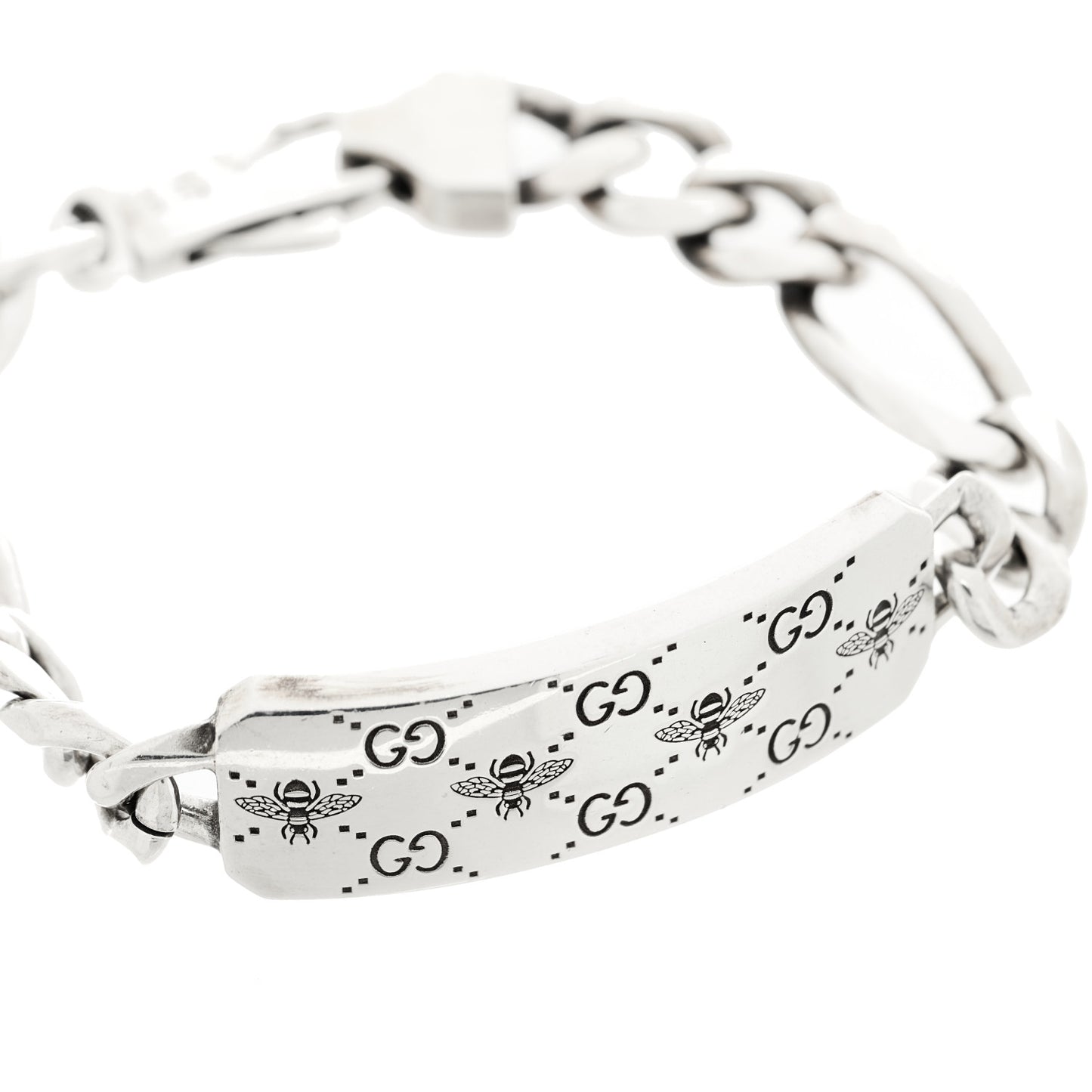 Sterling Silver GG Bee ID Chain Bracelet