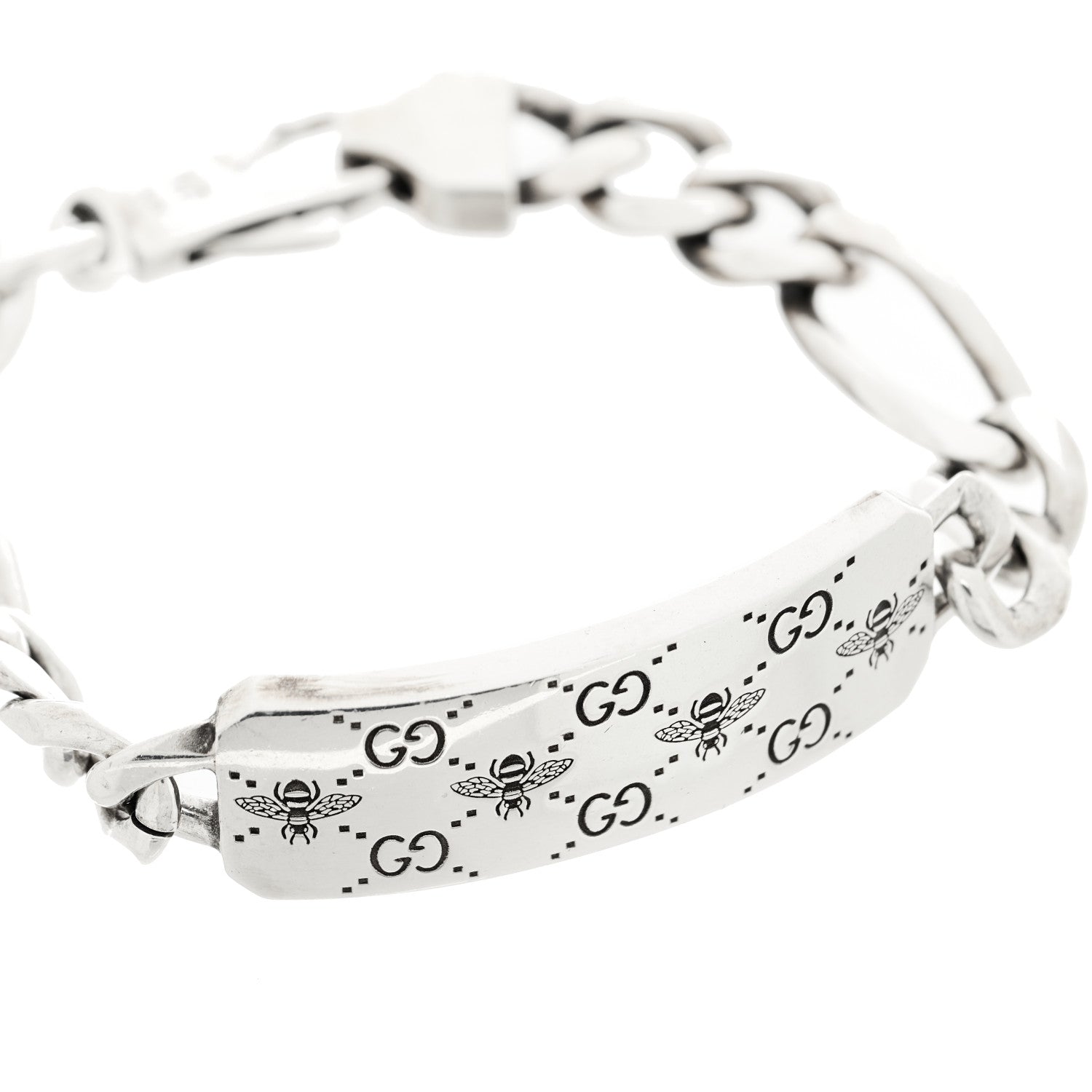 Gucci Sterling Silver GG Bee ID Chain Bracelet 4 of 7