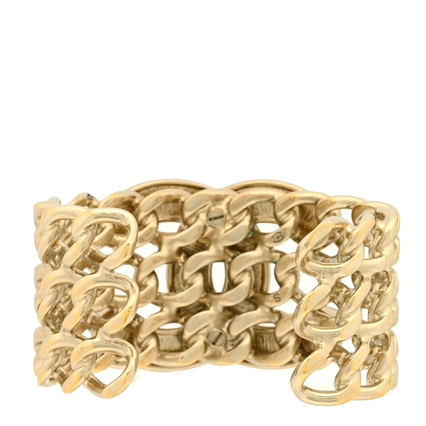 Crystal Pearl Chain CC Cuff Gold