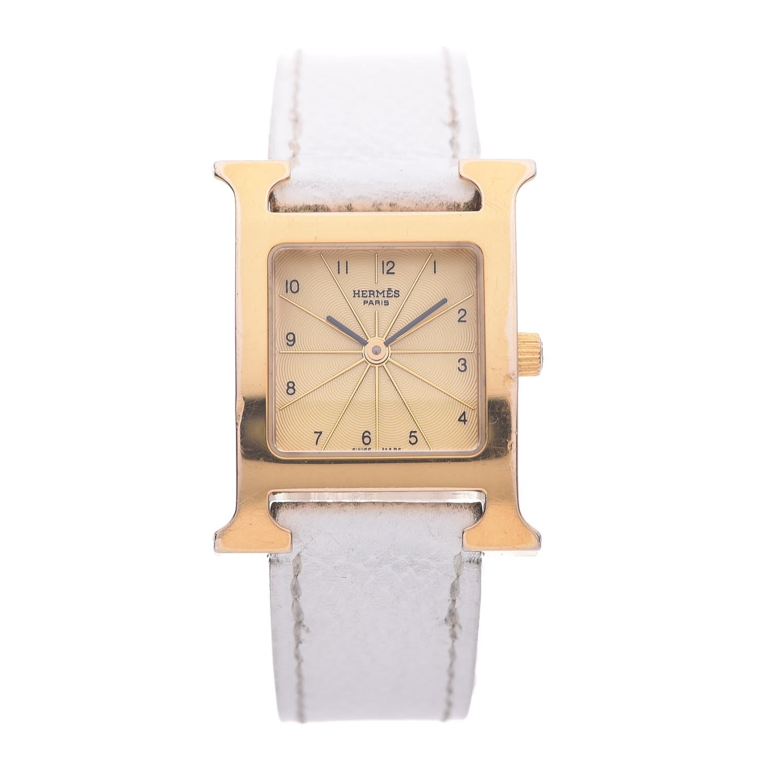 Hermes Stainless Steel Epsom 21mm Heure H Hour Quartz Watch Blanc 1 of 6