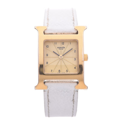 Hermes Stainless Steel Epsom 21mm Heure H Hour Quartz Watch Blanc 1 of 6