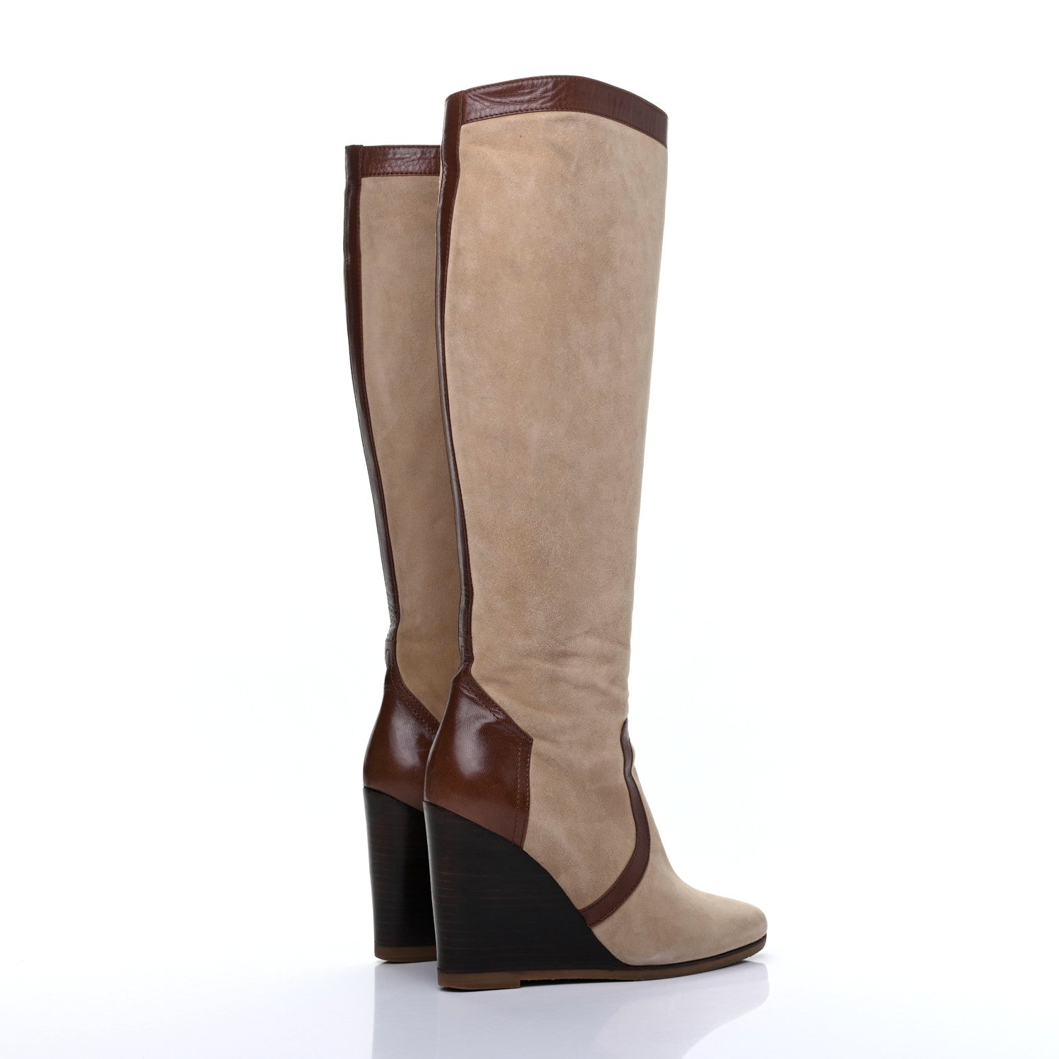 Hermes Suede Wedge Boots 37.5 Brown 4 of 16
