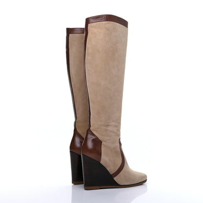 Hermes Suede Wedge Boots 37.5 Brown 4 of 16